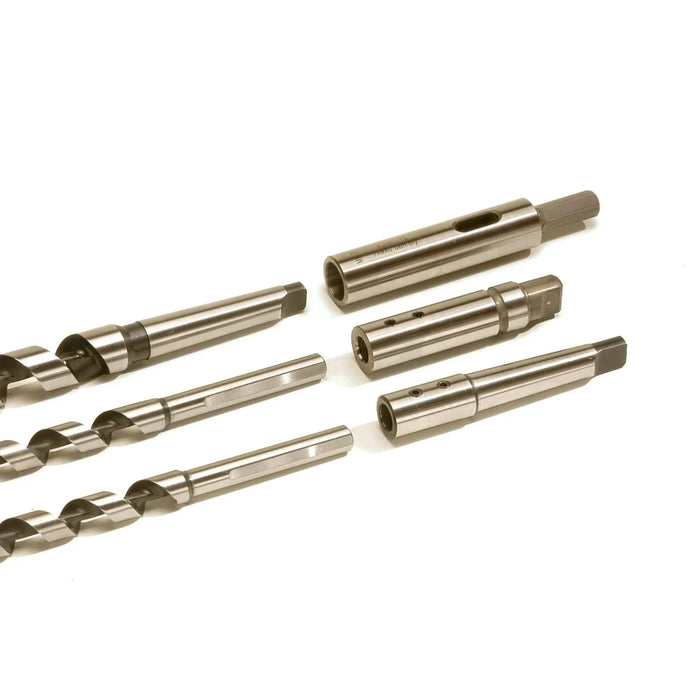 Set of drill bitswith different adapters on a white background