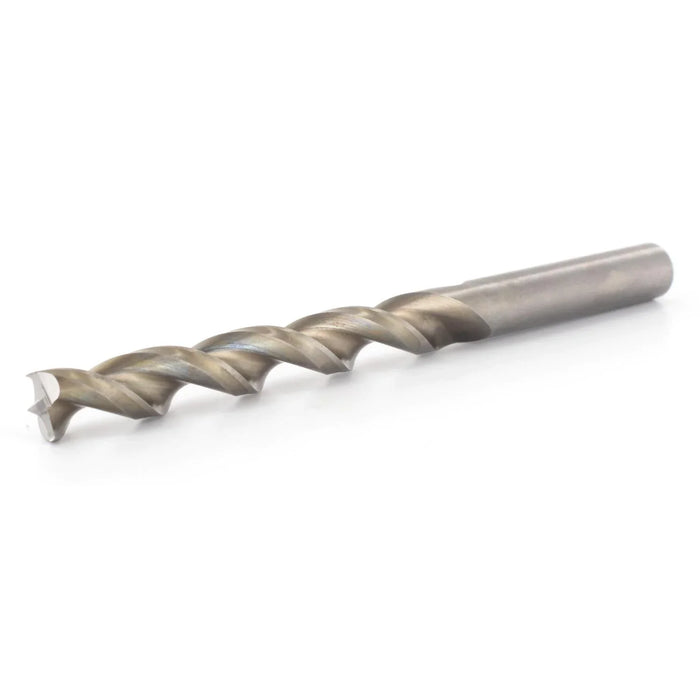 Metal drill bit on a white background
