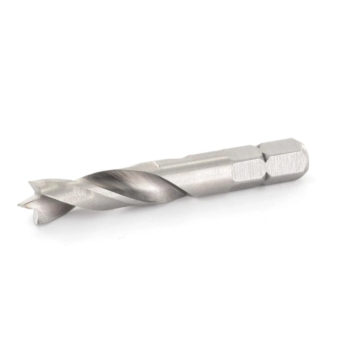 Metal drill bit on a white background