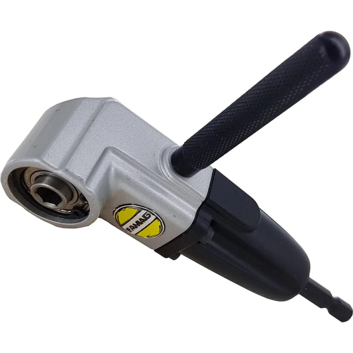 Pneumatic tool with black handle and visible brand logo on a white background