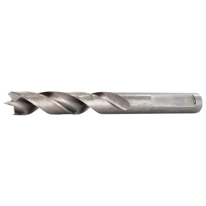 Metal drill bit on a white background