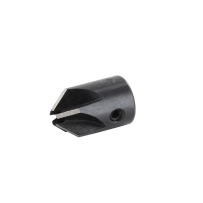 Black metal countersink on a white background