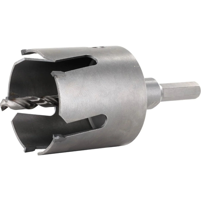 Metal drill bit on a white background