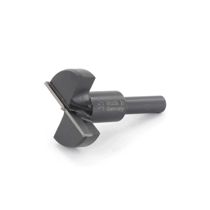 Black drill bit with 'Made in Germany' text on a white background