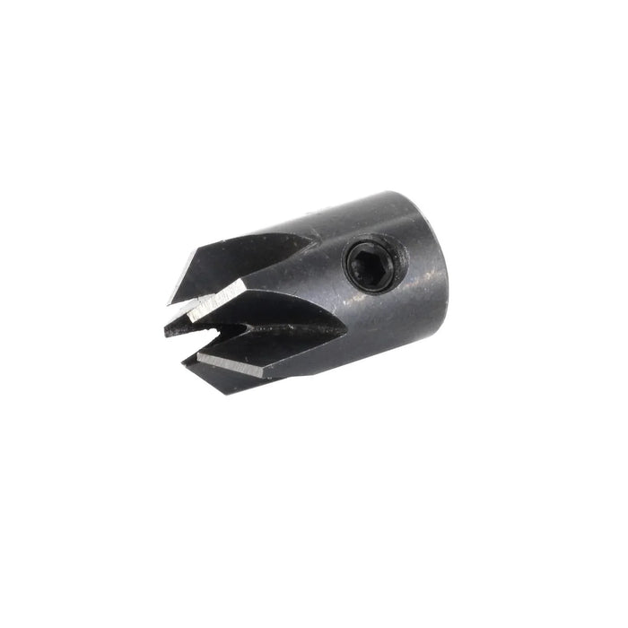 Black metal countersink on a white background