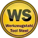 Yellow circular logo with 'WS' and 'Werkzeugstahl Tool Steel' text