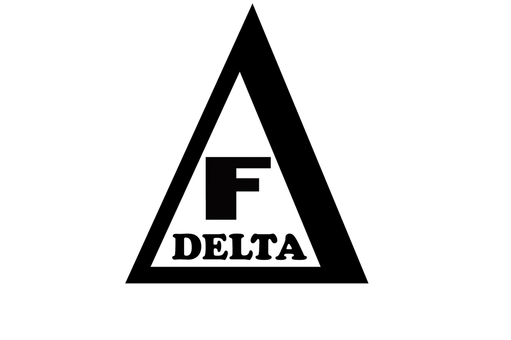 black on white triangle logo with F Delta text inside the triangle 