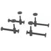 Set of 4 black screw clamps on a white background