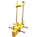 Yellow and brown woodworking clamp on a white background