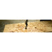 Drill bit drilling into a piece of wood with sawdust