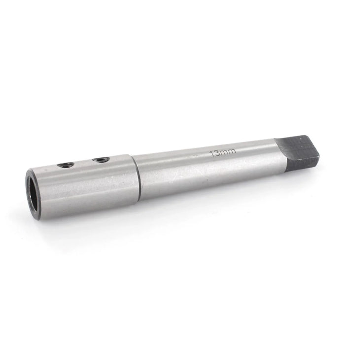 Metallic cylindrical object with threaded end branded 13mm on a white background