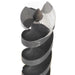 close up of tip of a Metal drill bit on a white background