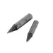 Two metallic Auger tips on a white background