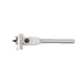 Metal drill bit with a scale on a white background