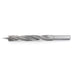Metal drill bit with sharp pointed end on a white background