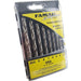 Set of 8 drill bits in plastic case with FAMAG branding on a white background