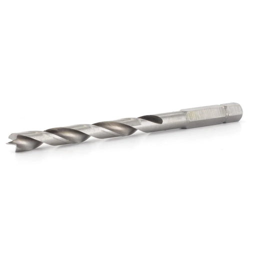 Metal drill bit on a white background