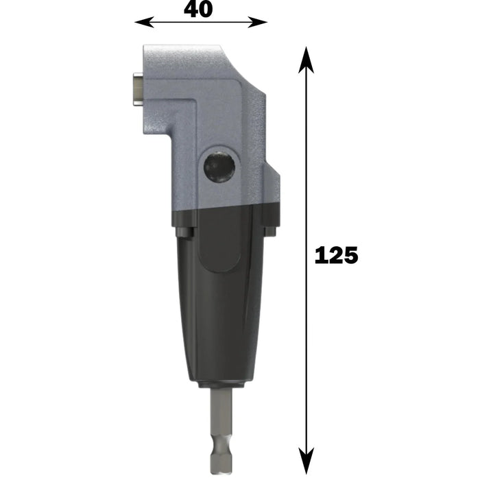 Tool bit with dimensions labeled on a white background