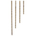 Set of four drill bits of varying lengths on a white background