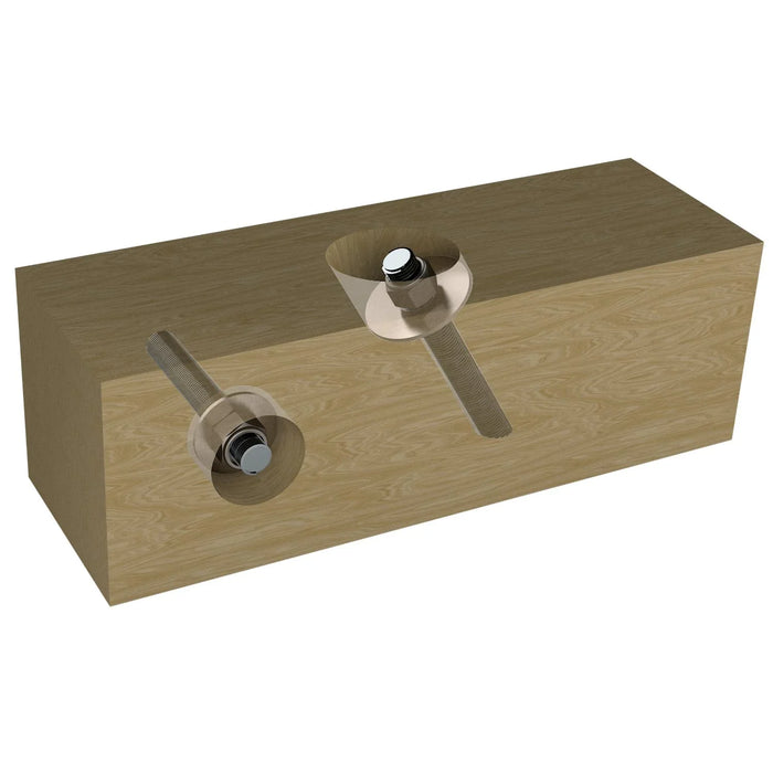 Diagram showing 2 screws sunk into a piece of wood