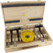 3 countersinks and centre.drills, 3 guides, yellow depth stop and MK2 Fix adapter in wooden case