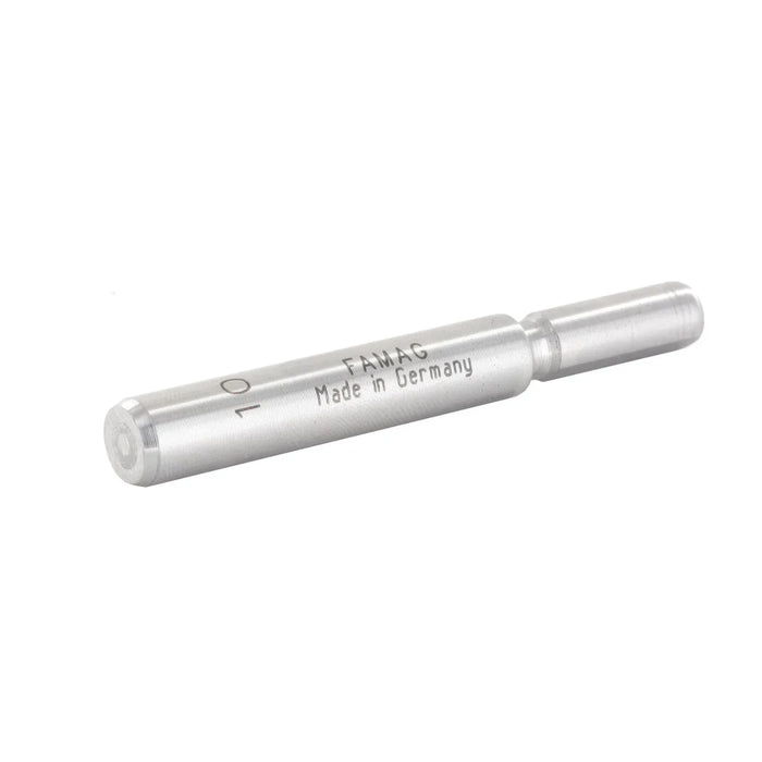 Silver coloured guide pin with 'FAMAG Made in Germany' and 10 text on shaft on a white background