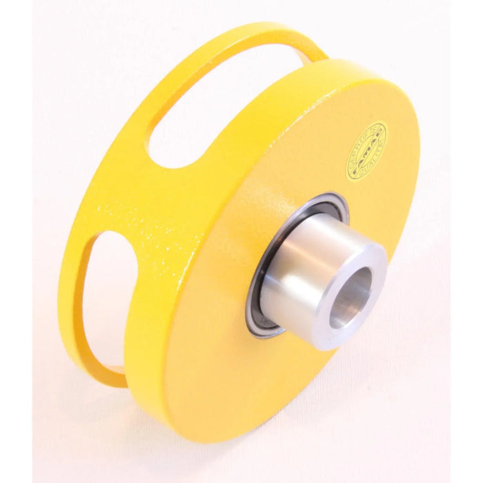 Yellow metal depth stop on a white background