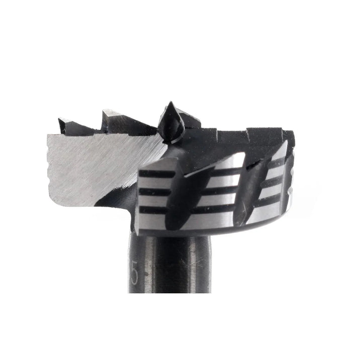 Metal drill bit on a white background