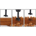 Woodworking tool in action on a wooden surface with visible wood shavings.