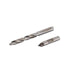 Two metal drill bits on a white background