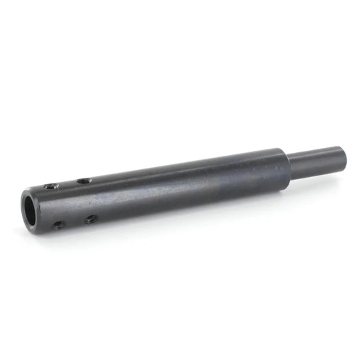 Black metal cylindrical component on a white background