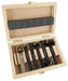 Set of 5 countersinks in a wooden box on a white background