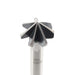 Metal router bit with multiple cutting edges on a white background