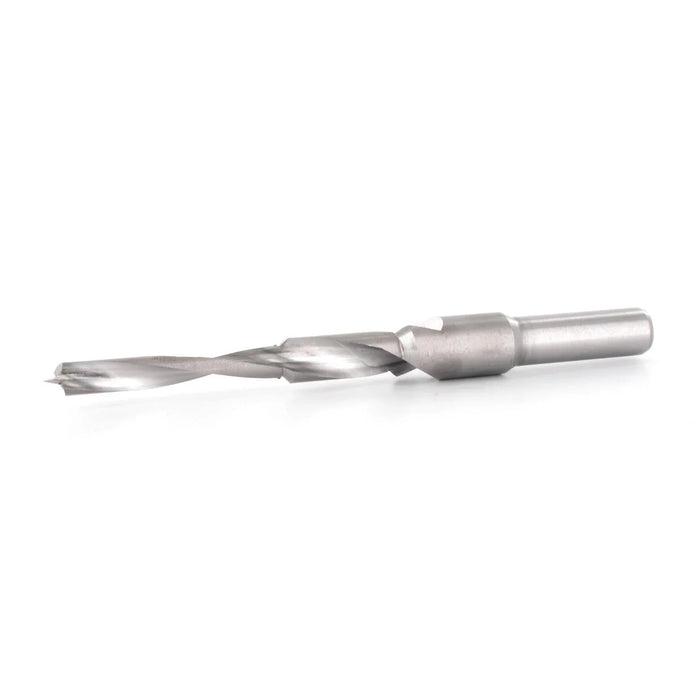 Metal stepped drill bit on a white background