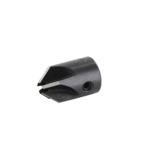 Black metal countersink on a white background