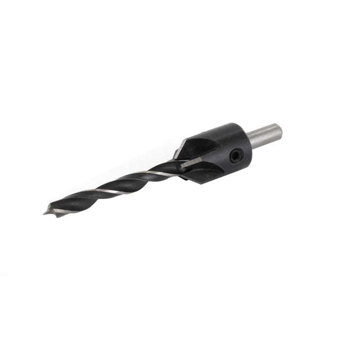 Drill bit with a countersink attached on a white background