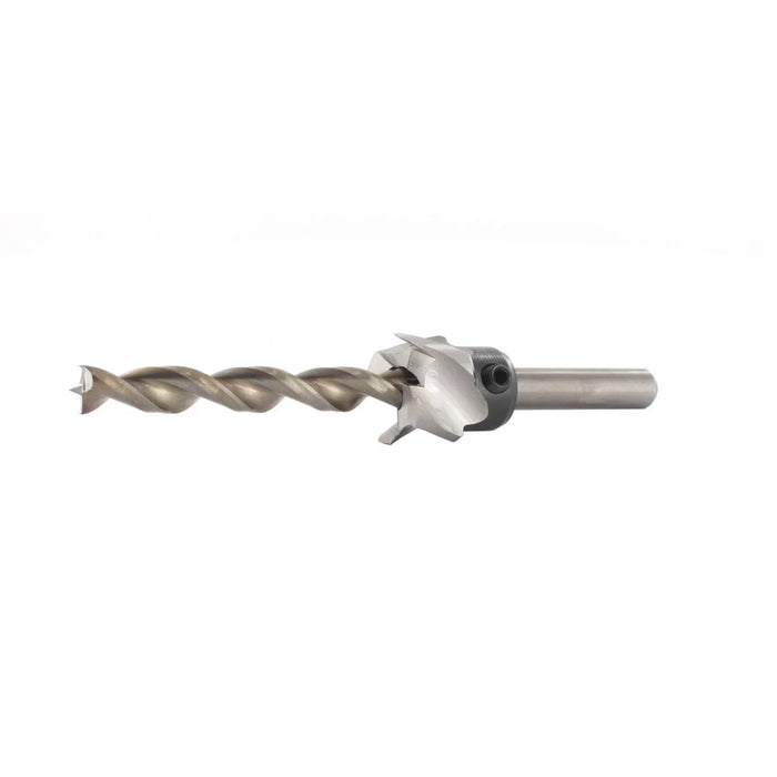 Metal drill bit on a white background