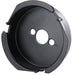 Black metal circular hole edge countersink on a white background
