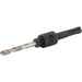Drill bit with black handle on a white background