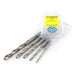 Set of drill bits in a clear plastic case with a yellow label on a white background