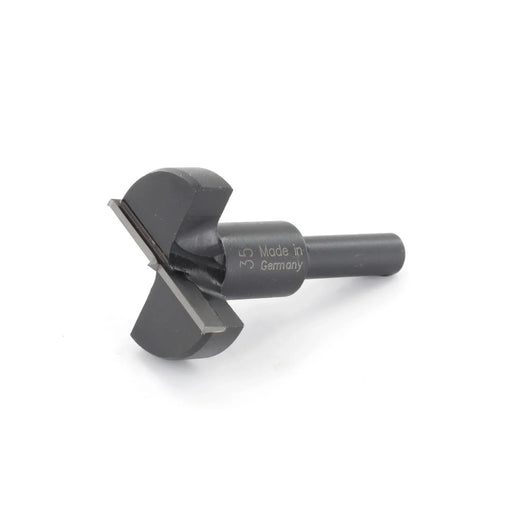 Black drill bit with 'Made in Germany' text on a white background