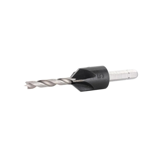 Drill bit with countersink on a white background