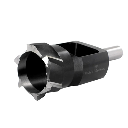 Metal drill bit on a white background
